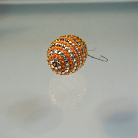 Christmas Ornament Sequined Jeweled Egg Shapped Vintage Tree Decoration - Picture 4 of 7